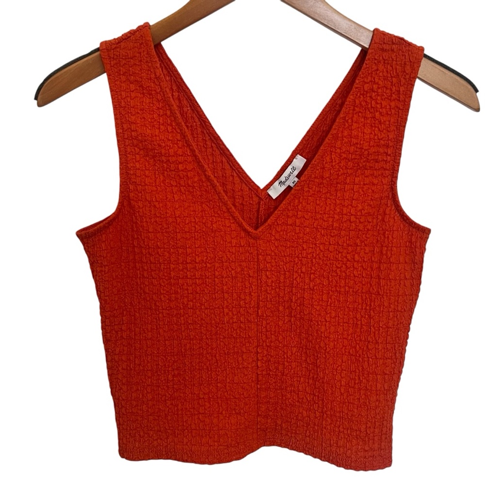 Madewell Burnt Orange Crinkle Crop Tank Top Size XS